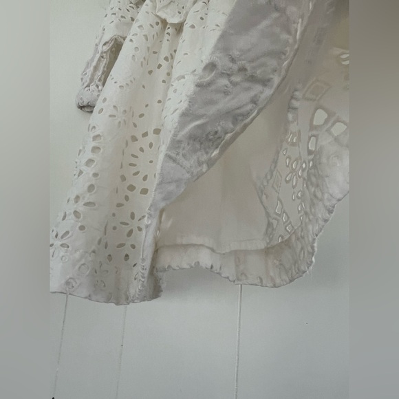 Nordstrom White Eyelet Collared Lined Dress Pockets Beach Wedding Size 5 - Picture 10 of 15